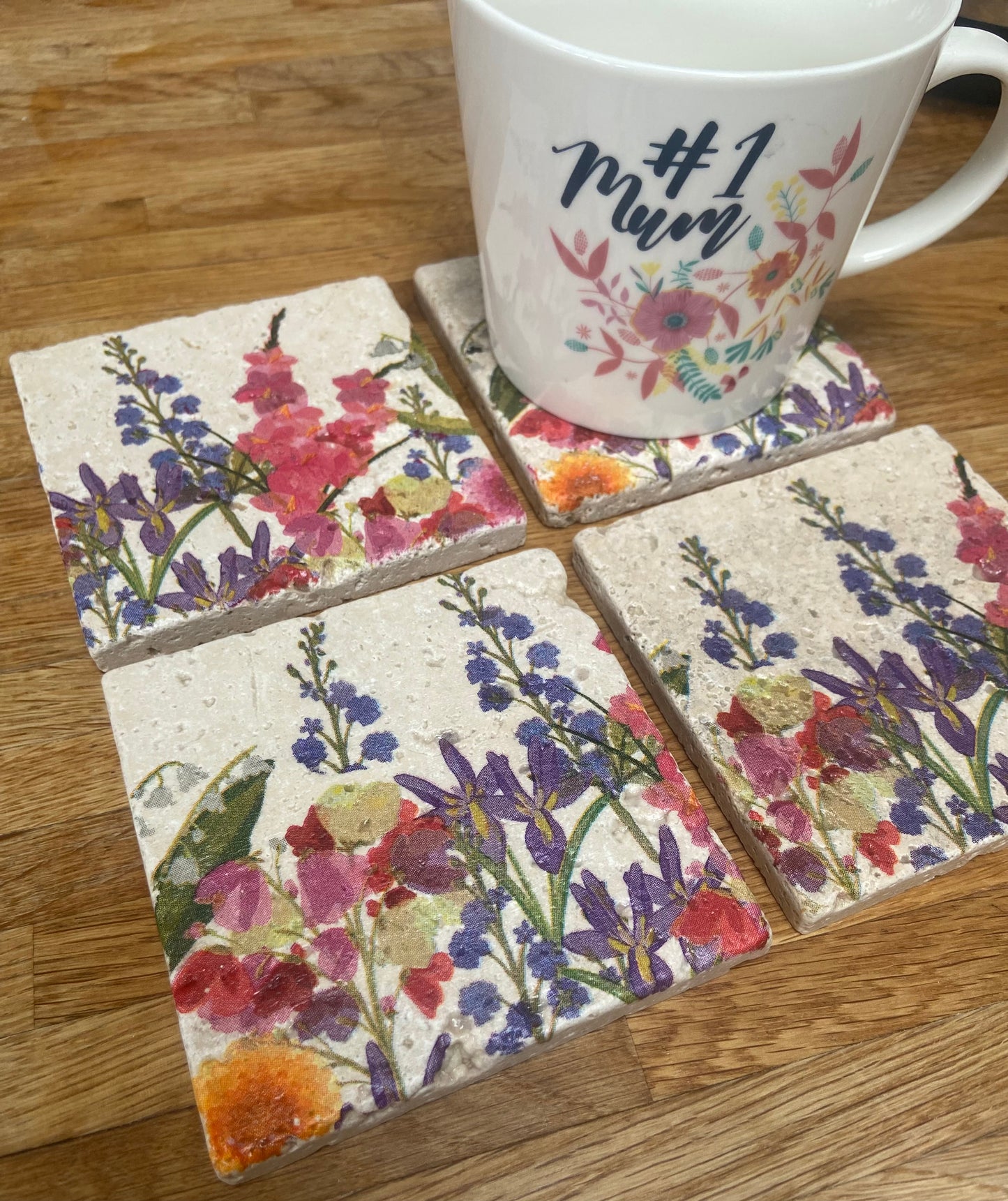 Wild flowers coaster, wild flowers stone coasters, stone coasters, handmade coasters, stone, flowers, calmer home fragrance