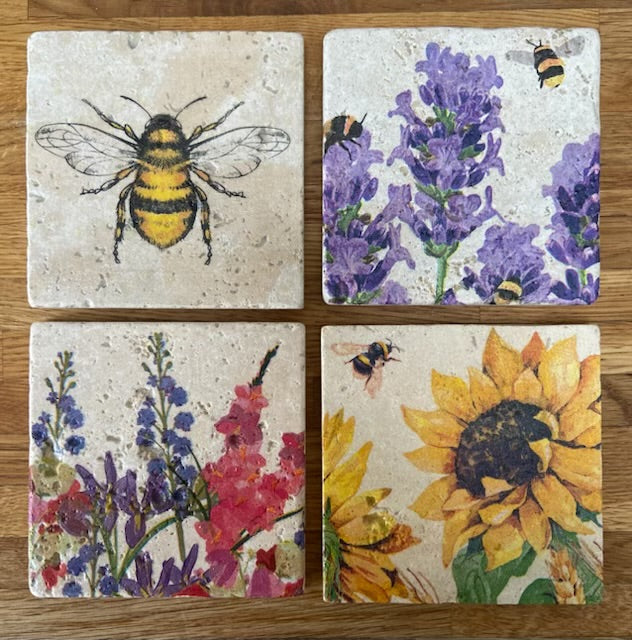 Bee Coaster, Wild flower coaster, lavender coasters, sunflower coasters, 