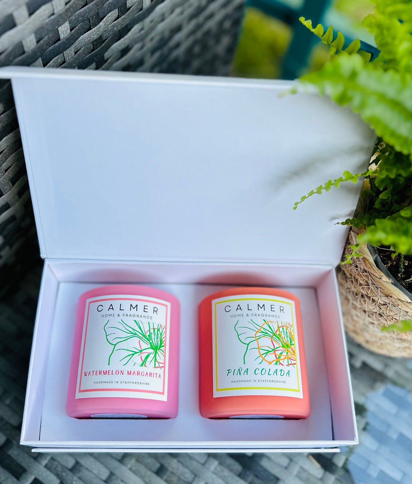 calmer home fragrance, gift, candle gift, candle gift box, cocktail gift box, cocktail candle inspired