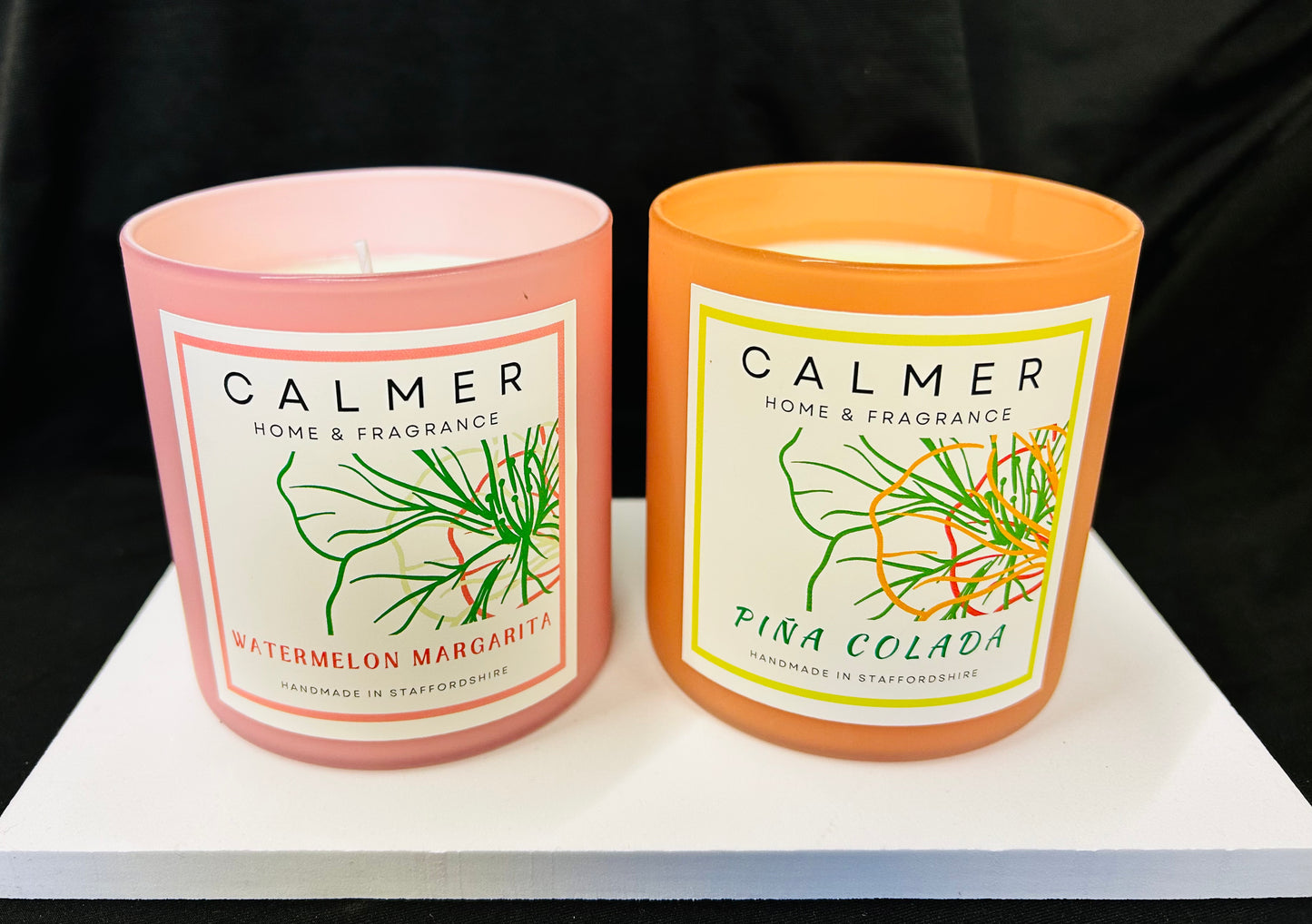 cocktail candles, candles, scented, cocktail inspired, calmer home fragrance, pina colada, watermelon margarita