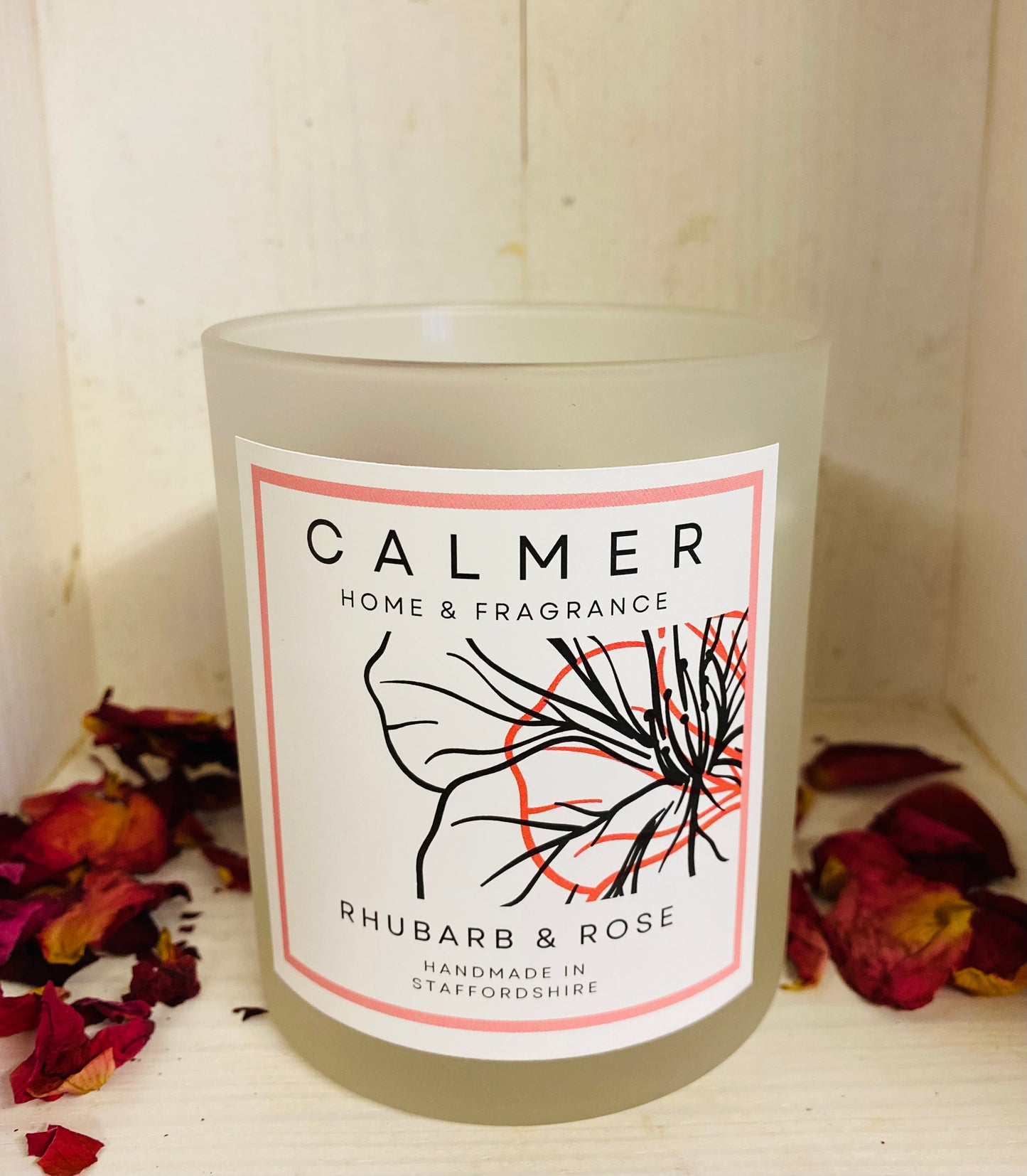 rhubarb and rose, candle, calmer home fragrance 